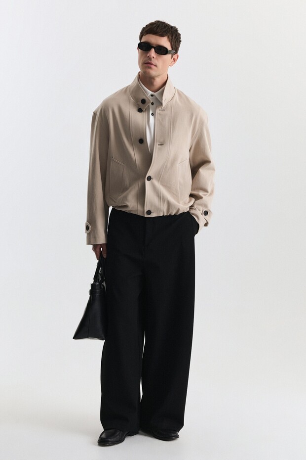 Lyocell Blended Stand Collar Coat