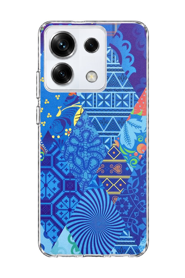 Redmi Note 13 Pro 5g Compatible Blue Crayon Printed Transparent Phone Case