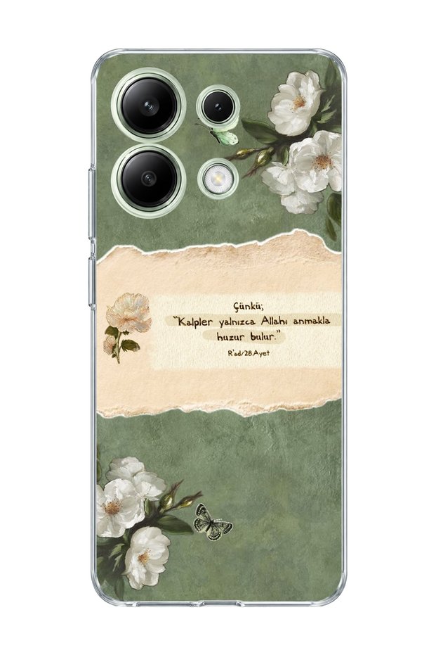 Redmi Note 13 4g Compatible White Flower Verse Printed Transparent Phone Case