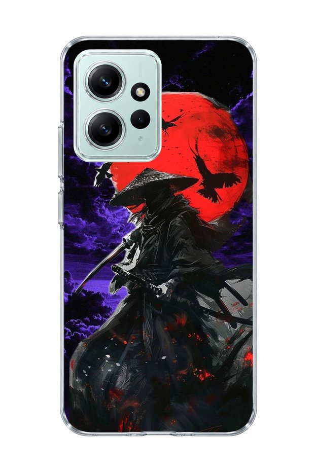 Redmi Note 12 4g Compatible Samurai Purple Night Printed Transparent Phone Case