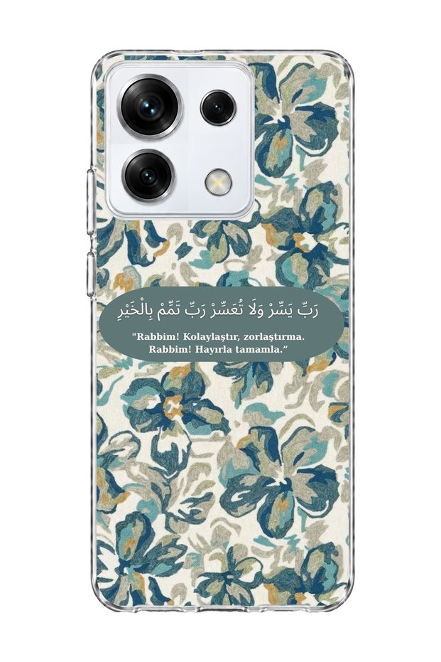 Redmi Note 13 Pro 5g Compatible Blue Flower Prayer Printed Transparent Phone Case