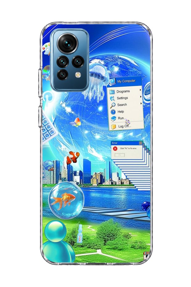 Redmi Note 12 Pro 4g Compatible Jellyfish and City Printed Transparent Phone Case