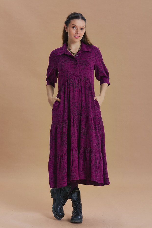 Shirt Collar Pocket Winter Dress