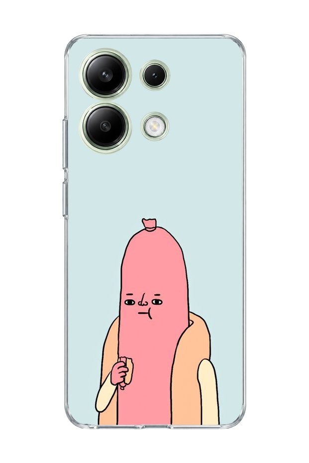 Redmi Note 13 4g Compatible Funny Sausage Character Printed Transparent Phone Case