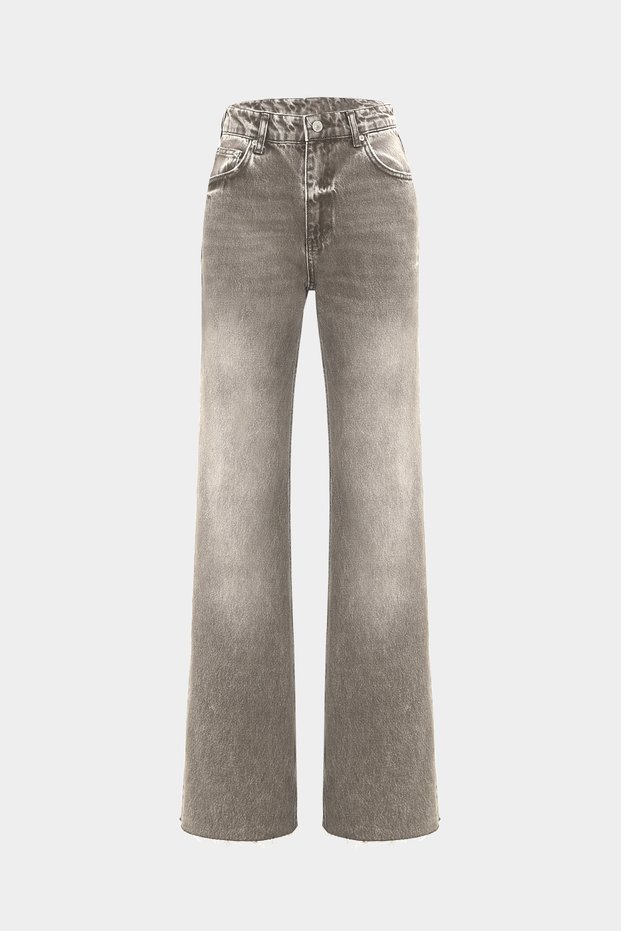 High Waist Wed Leg Snow Wash Wide Leg Seamless Jeans