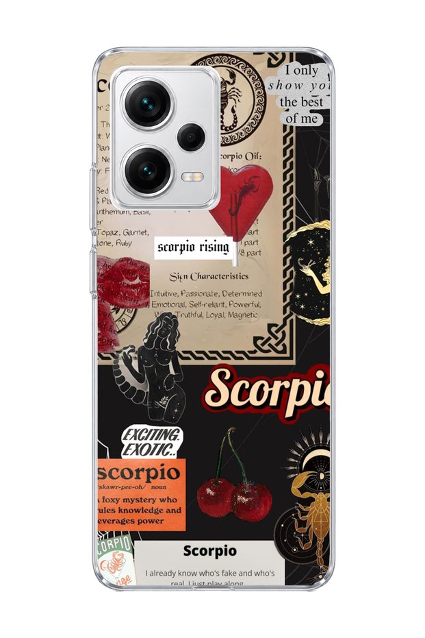 Redmi Note 12 Pro 5g Compatible Scorpio Zodiac Sign Printed Transparent Phone Case