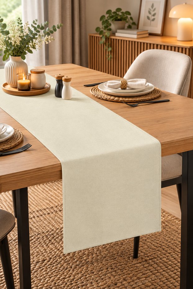 Cream Color Runner Dining Table Modern Decorative Runner Waterproof Stain Resistant 145X42 cm