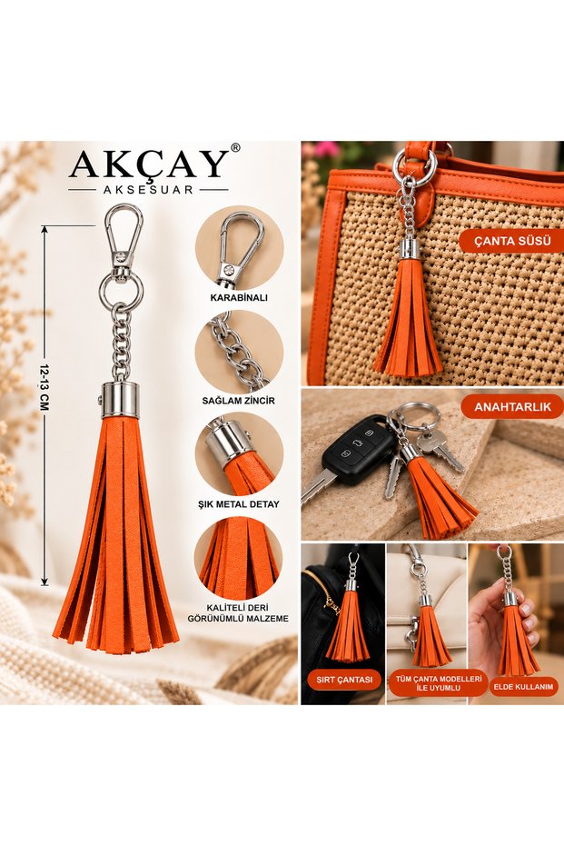 Keychain Leather Tassel Bag Ornament Keychain