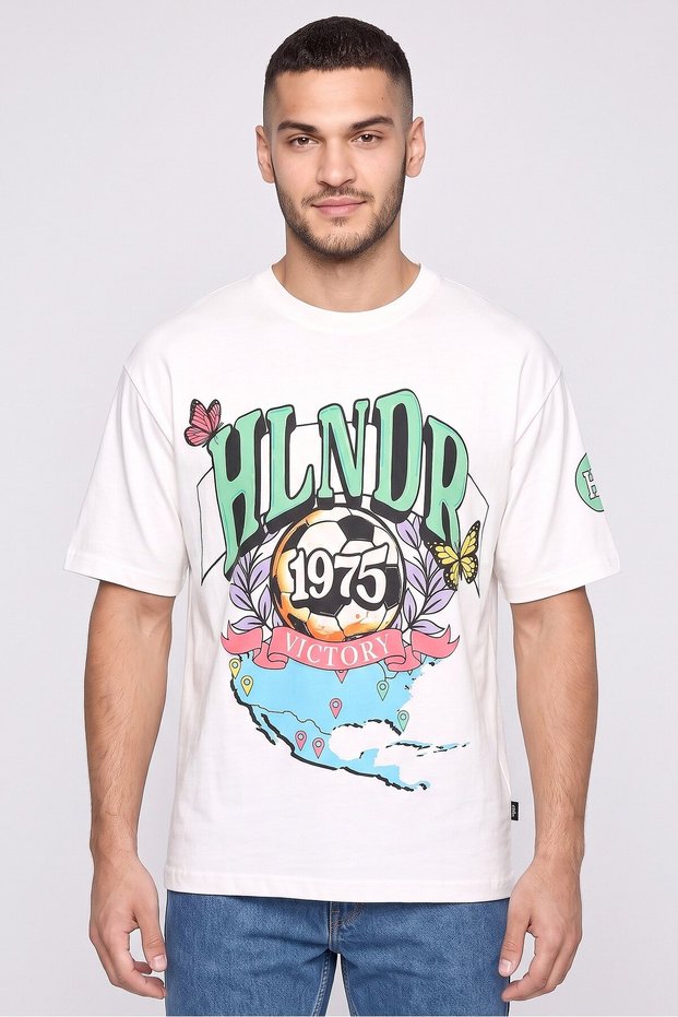 Zoox Men Crew Neck Short Sleeves Graphic Print T-Shirt, White