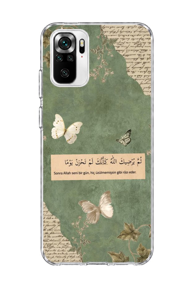 Redmi Note 10 / 10S Compatible Green Butterfly Verse Printed Transparent Phone Case