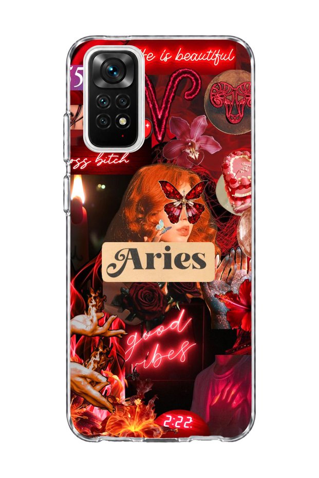 Redmi Note 11 / 11S Compatible Aries Sign Printed Transparent Phone Case
