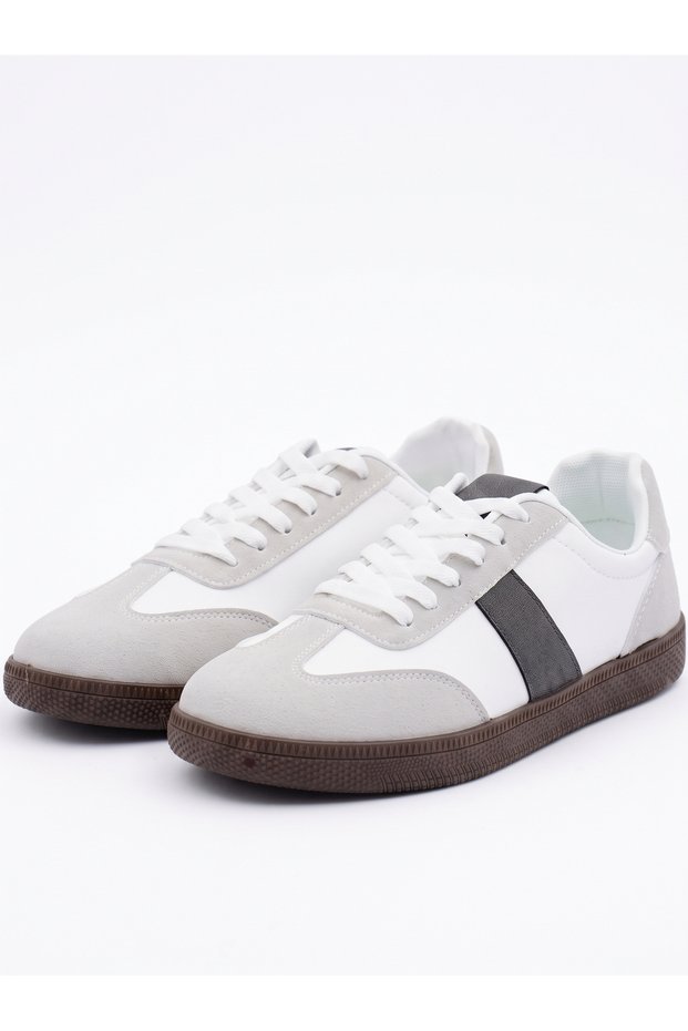 Men's Retro Low-Top Lace-Up Sneakers with White Stripe