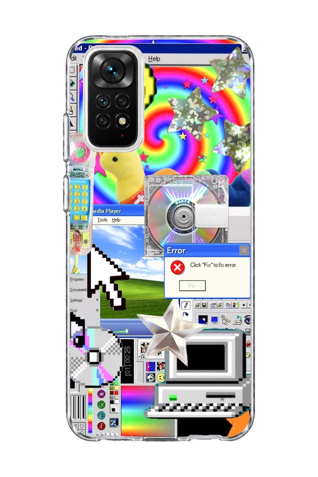 Redmi Note 11 / 11S Compatible Rainbow Old Computer Printed Transparent Phone Case