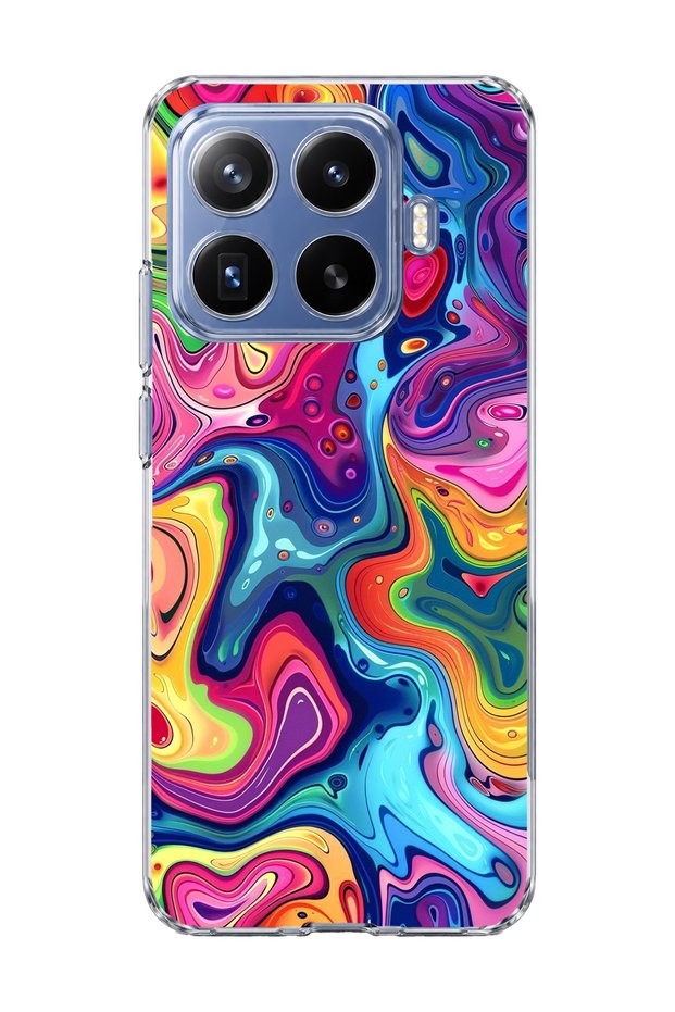 Mi 17t Pro Compatible Rainbow Fluid Color Printed Transparent Phone Case