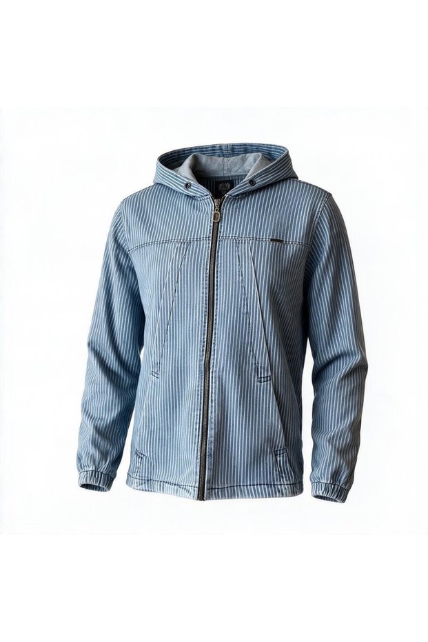 Hooded Zippered Denim Jacket Without Lining