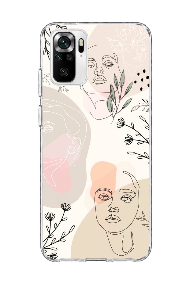 Redmi Note 10 / 10S Compatible Stripe Leaf Printed Transparent Phone Case