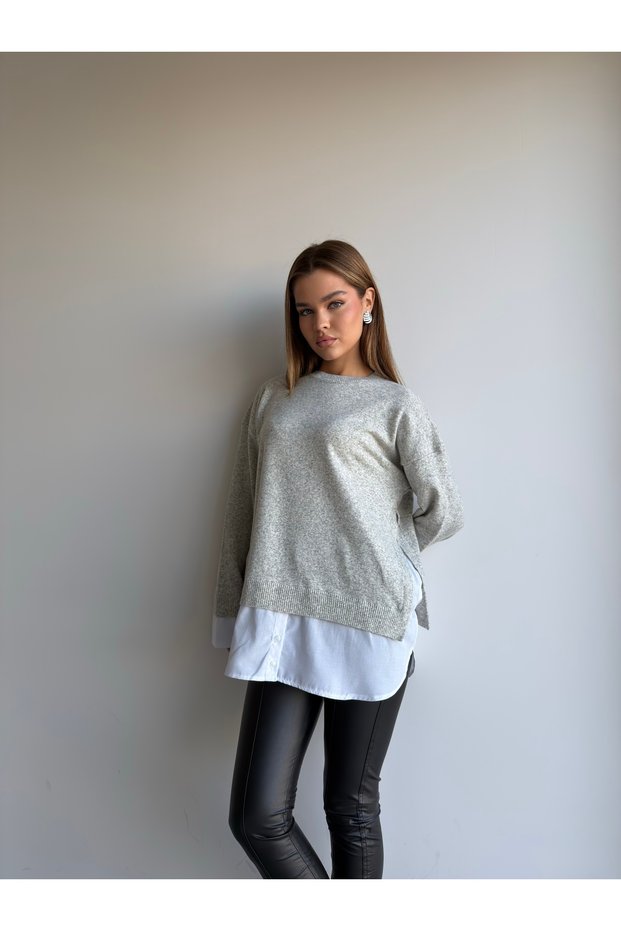 Oversize Shirted Knit Sweater