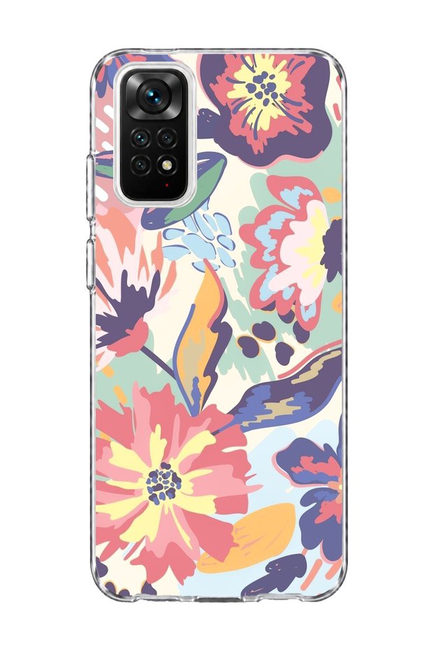 Redmi Note 11 / 11S Compatible Abstract Pastel Flower Printed Transparent Phone Case