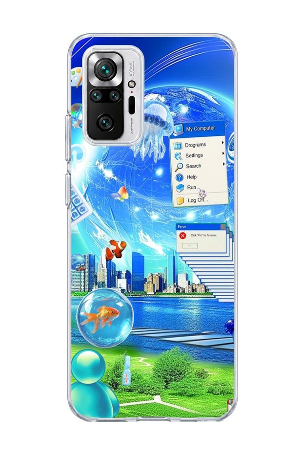 Redmi Note 10 Pro 4g Compatible Jellyfish and City Printed Transparent Phone Case