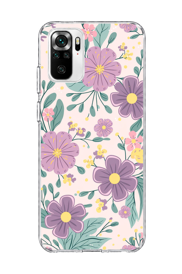 Redmi Note 10 / 10S Compatible Lilac Flower Pastel Printed Transparent Phone Case