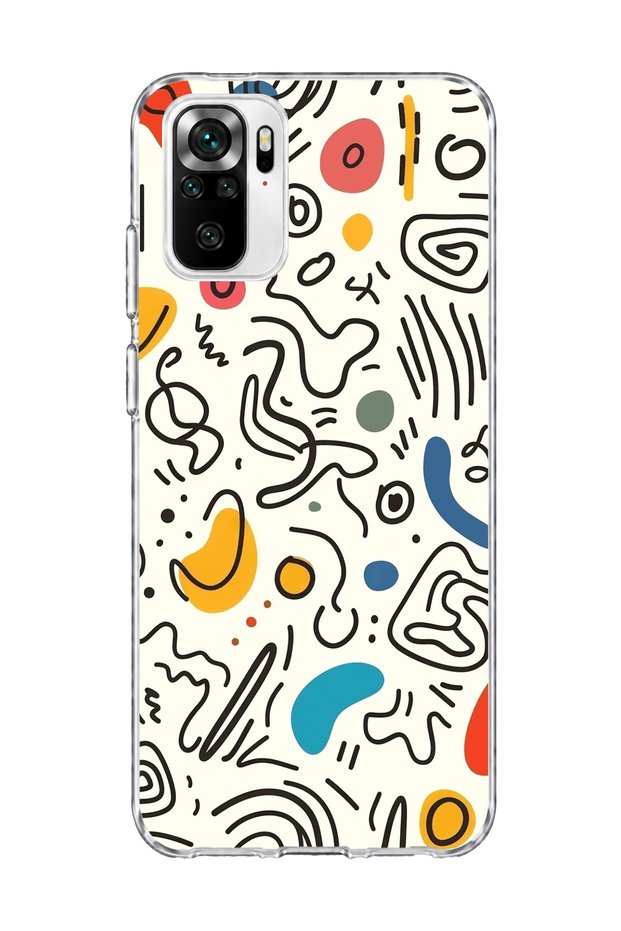 حافظة هاتف شفافة مطبوعة برسومات تجريدية ملونة متوافقة مع Redmi Note 10 / 10S
