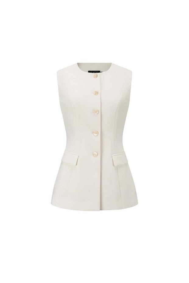 Sharp Fitted Vest - White