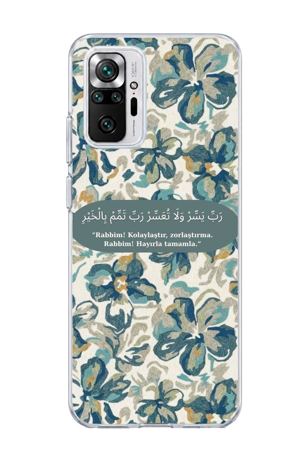 Redmi Note 10 Pro 4g Compatible Blue Flower Prayer Printed Transparent Phone Case