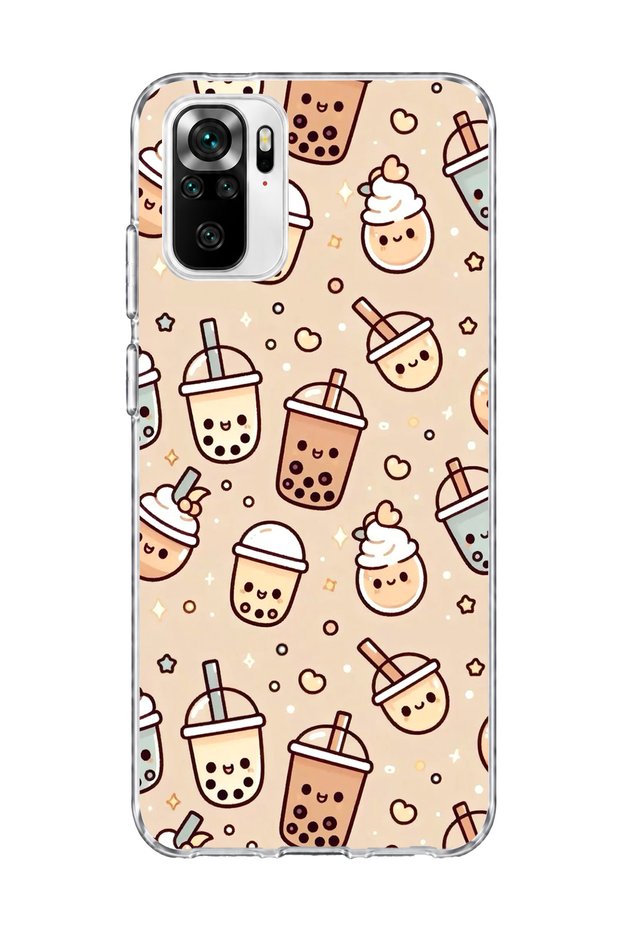 Redmi Note 10 / 10S Compatible Cute Bubble Tea Printed Transparent Phone Case