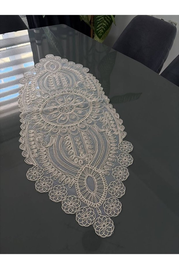French Lace Luxury Tulle Guipure Chic Single Runner 40X110 cm