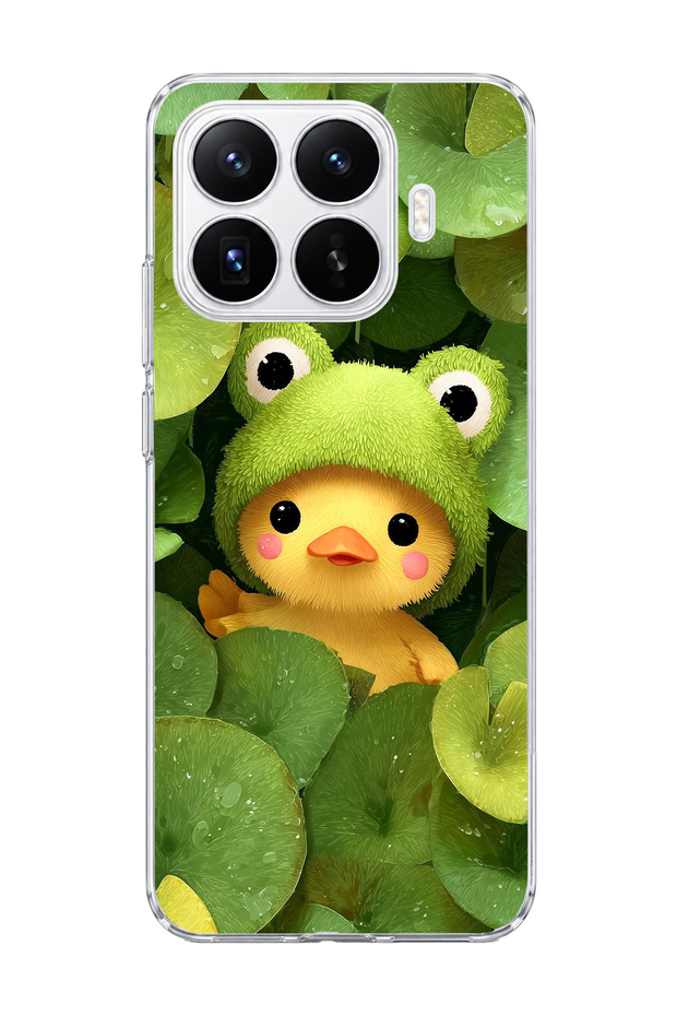Mi 17t Compatible Transparent Phone Case with Frog Hat and Duck Print