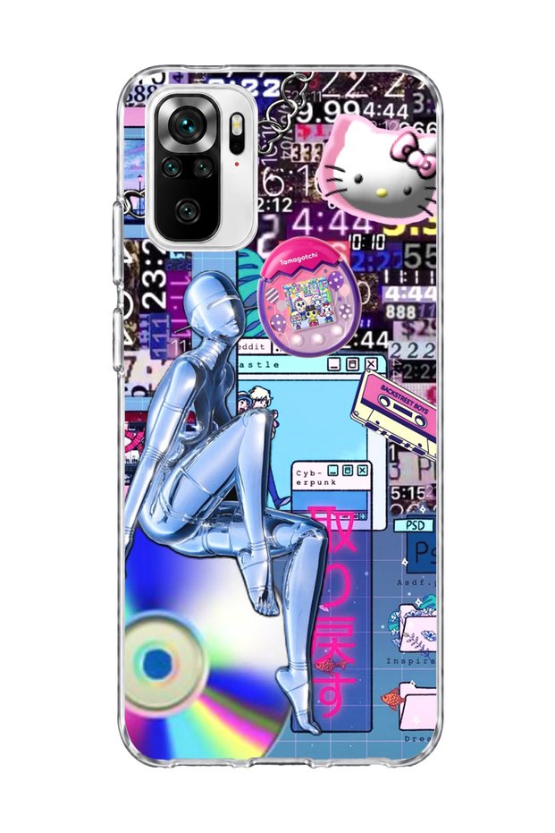 Redmi Note 10 / 10S Compatible Chrome Robot Woman Printed Transparent Phone Case