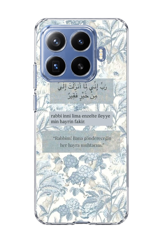 Mi 17t Pro Compatible Light Blue Flower Prayer Printed Transparent Phone Case