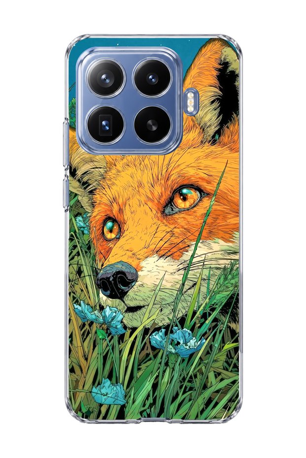 Mi 17t Pro Compatible Fox Green Grass Printed Transparent Phone Case