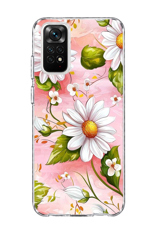Redmi Note 11 / 11S Compatible Daisy Pink Printed Transparent Phone Case