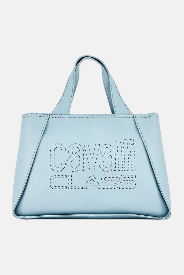 Women Brand Logo Handbag, Light Blue