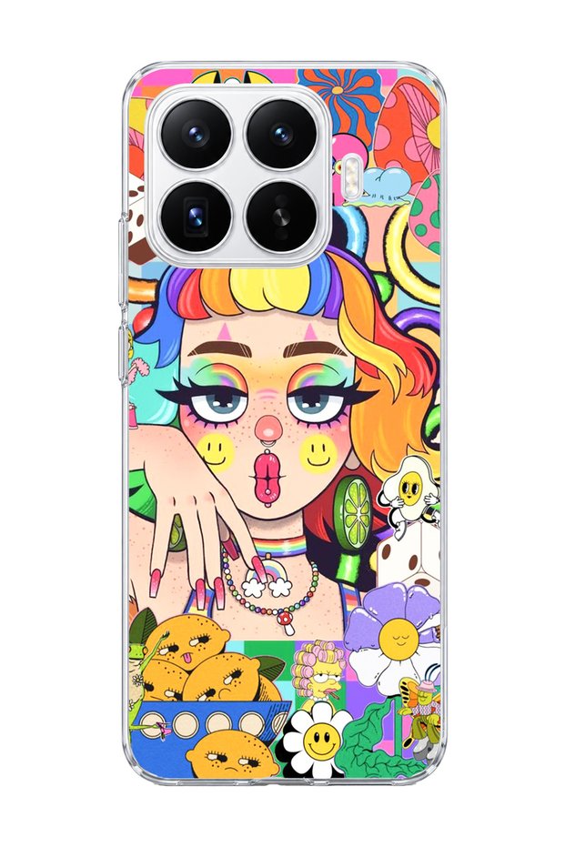 Mi 17t Compatible Rainbow Hair Girl Printed Transparent Phone Case