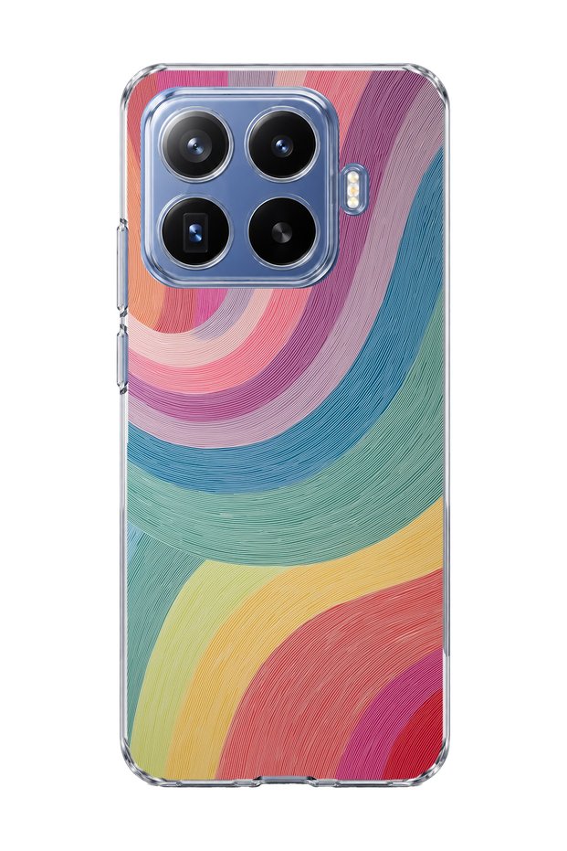 Mi 17t Pro Compatible Pastel Rainbow Curved Printed Transparent Phone Case