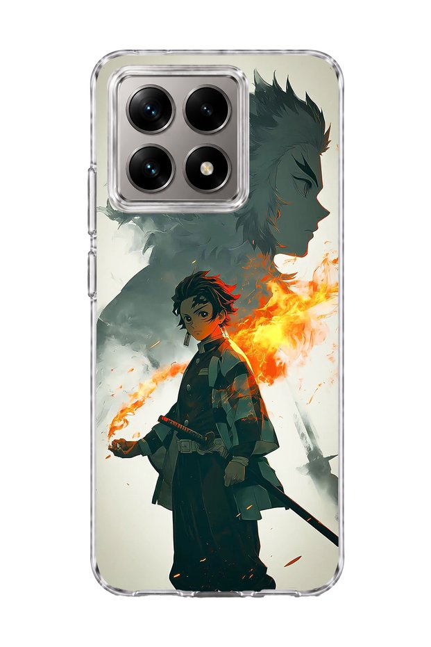حافظة هاتف شفافة مطبوعة بتصميم Anime Fire Shadow متوافقة مع Mi 14T