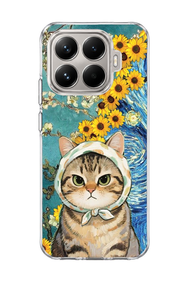 Mi 15t Pro Compatible Starry Night Tabby Cat Printed Transparent Phone Case