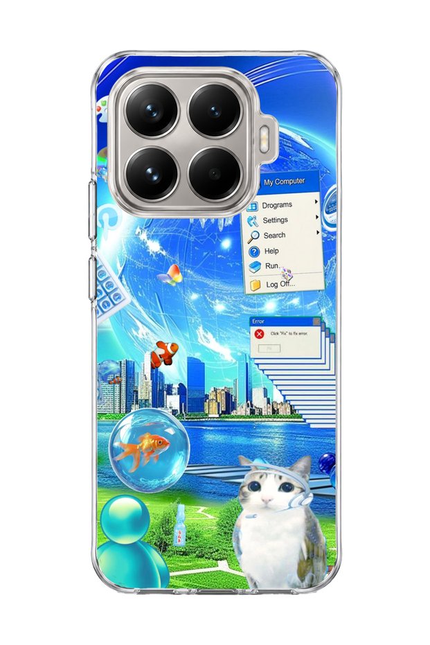Mi 15t Pro Compatible Jellyfish and Cat Printed Transparent Phone Case