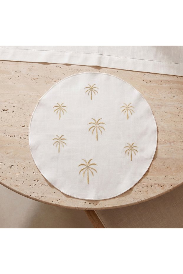Palm 4-Piece Embroidered Placemat Set - 38 cms