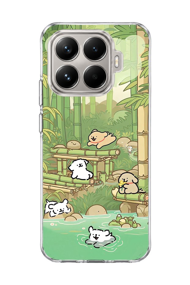 Mi 15t Pro Compatible Bamboo Forest Dogs Printed Transparent Phone Case