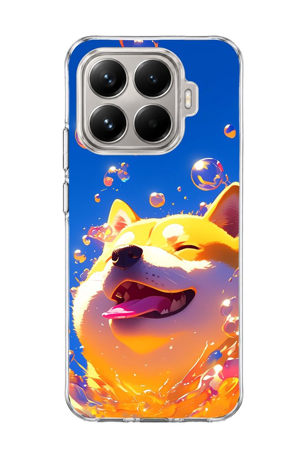 Mi 15t Pro Compatible Smiling Dog Bubble Printed Transparent Phone Case