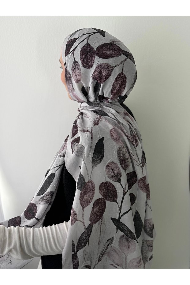 Dal Patterned Shawl - Gray & Plum