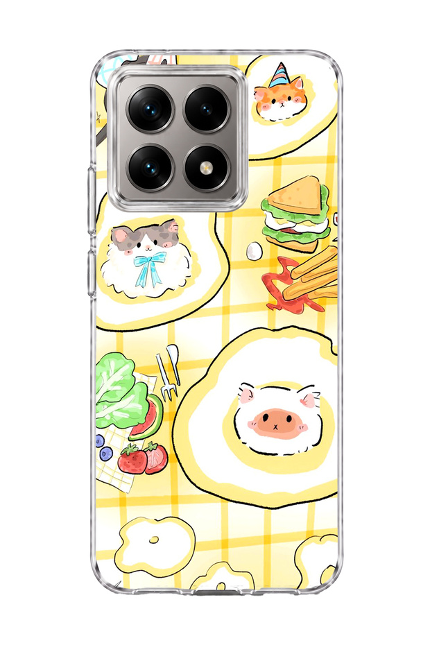 Mi 14t Compatible Cat in the Field Egg Printed Transparent Phone Case