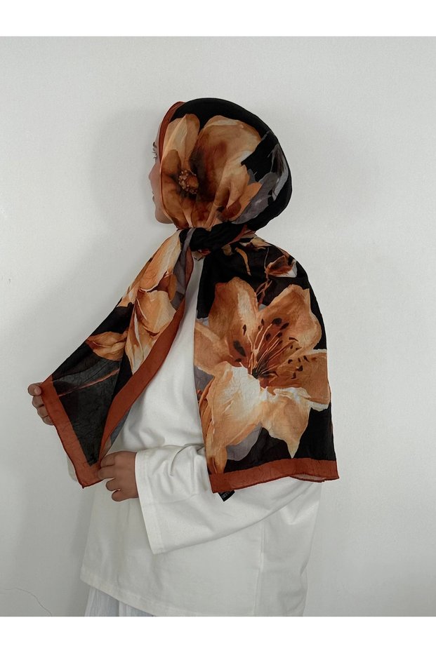 Zambak Patterned Shawl - Mustard Yellow