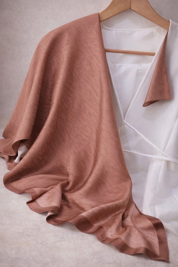 Mysterious Geometry Pattern Jacquard Shawl - Camel