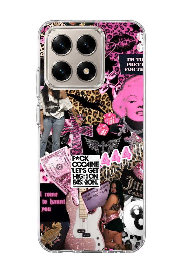 Mi 15t Compatible Pink Leopard Fashion Printed Transparent Phone Case