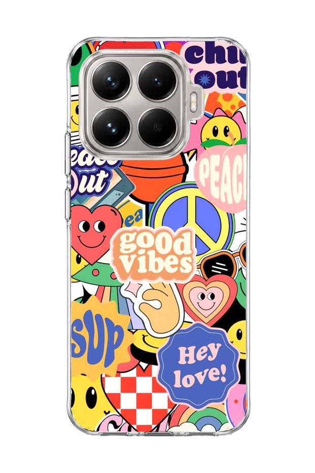 Mi 15t Pro Compatible Smiley Face Sticker Printed Transparent Phone Case