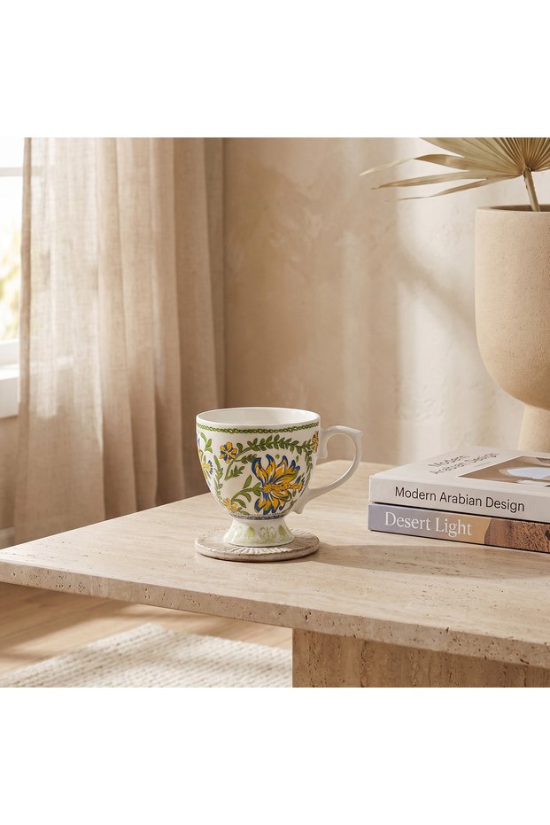 Floral Decal New Bone China Footed Mug - 360 ml